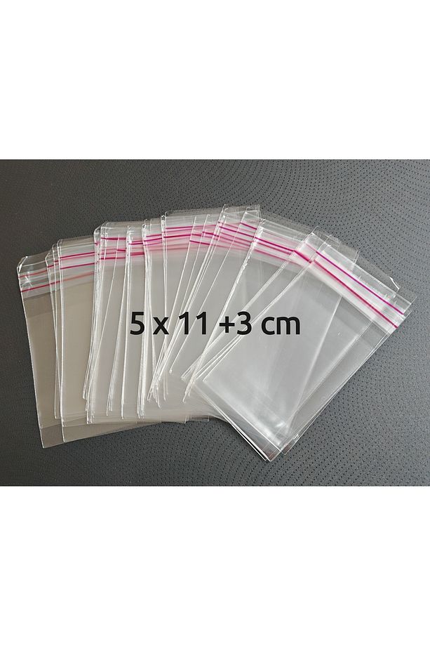 YAPIŞKAN BANTLI ŞEFFAF POŞET 5X11+3 CM (5X14 CM) 100 ADET - BİJUTERİ/TAKI İÇİN UYGUNDUR. - 4