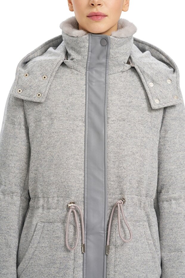 Kapüşonlu Bel Lastikli Mont - 6