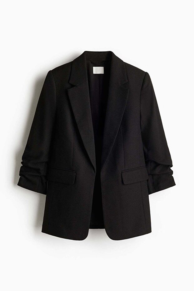 Gathered-sleeve blazer