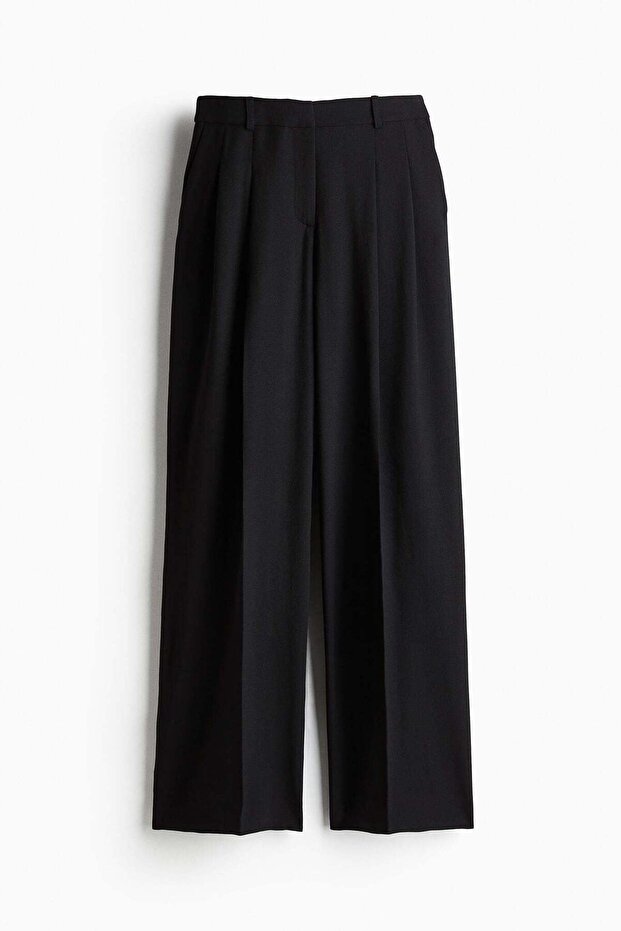 Wide wool-blend trousers
