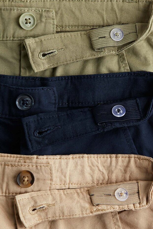 مجموعة من 3 سراويل قطنية مائلة - 4