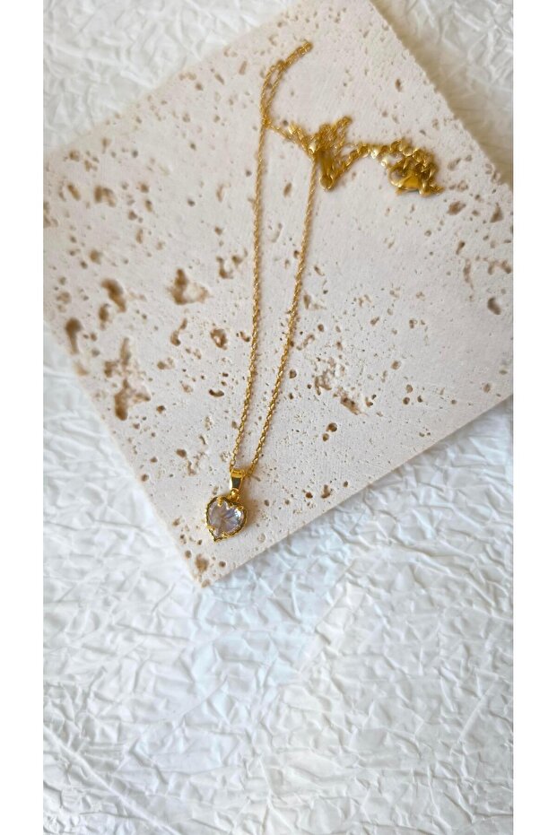 Zircon Stone Heart End Necklace