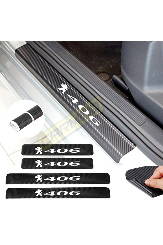Peugeot 406 Carbon Door Sill Auto Sticker 4 Pieces