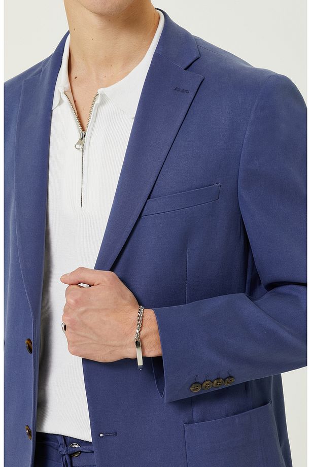 Mavi Blazer Ceket - 5
