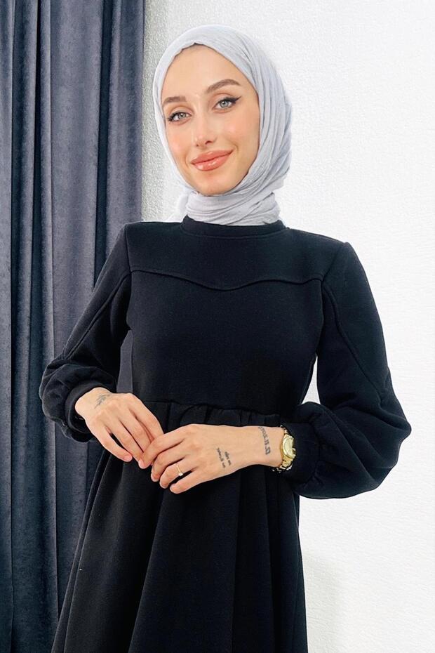 فستان ثلاثي الخيوط باللون الأسود - 2