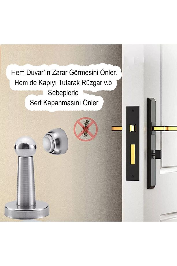 (MIKNATISLI) 4'lü Mobilya Kapı Arkası Vidalı Metal Stoperi Tamponu Krom Tutucu Tutacağı Durdurucusu - 8
