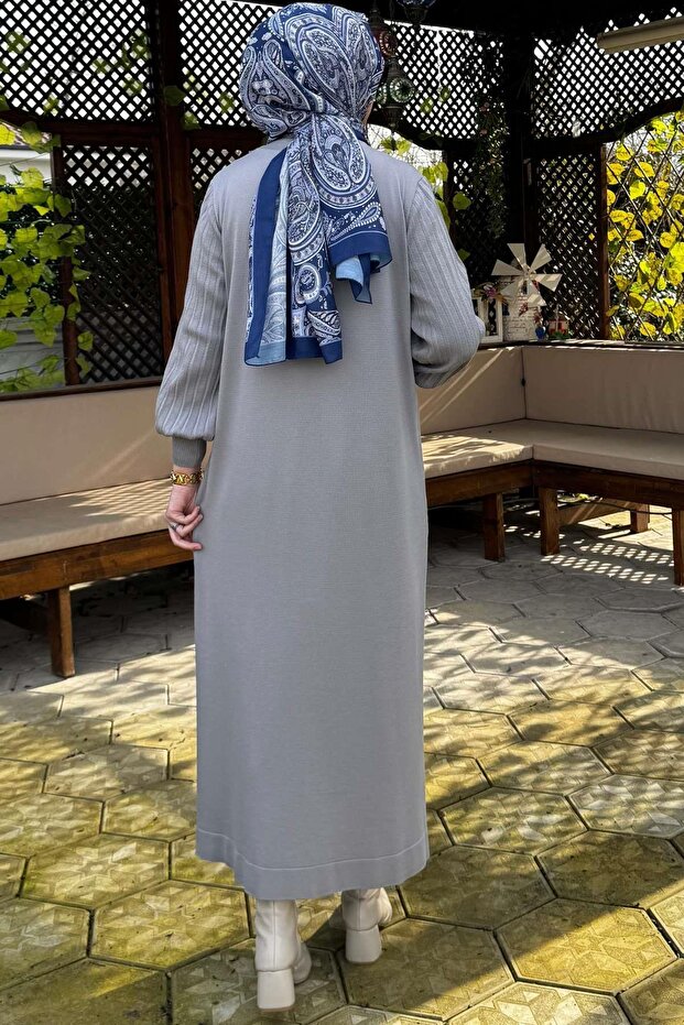 Yağmur Triko Elbise Gri - 8