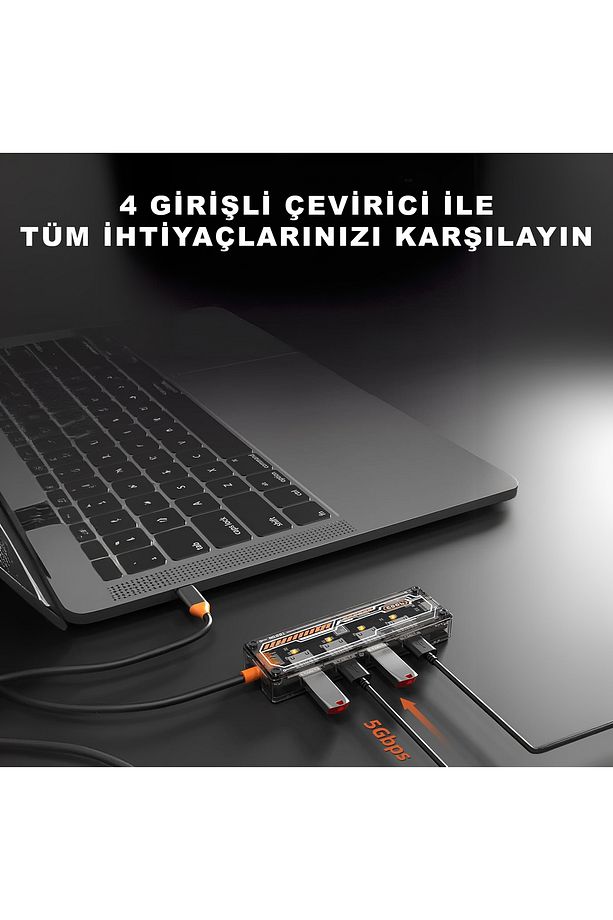 Type-c 4 X Usb 3.0 Hub Pd Şarj Girişli Hub Çevirici Adaptör Sw4u - 4