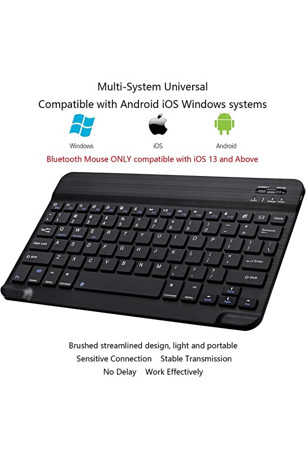 Ultra-Slim Bluetooth Keyboard  Mouse Combo, Rechargeable Wireless IOS, Android & Windows (Black) - 3