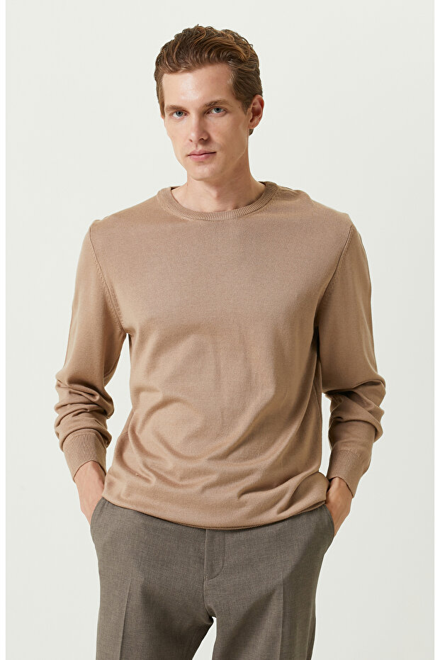 Bej Bisiklet Yaka Kazak - 1