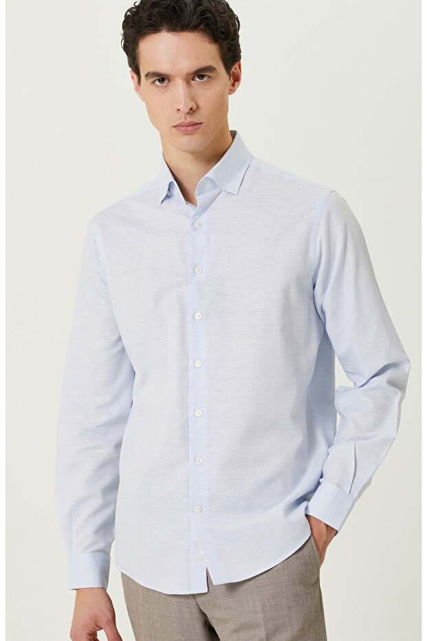 Mavi Desenli Gömlek - 6