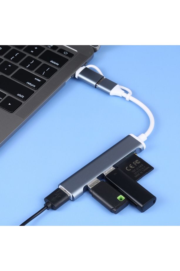 Type-c Usb 3.0 Sd Tf Kart Okuyucu 3x Usb 3.0 Hub Çevirici A807 - 5
