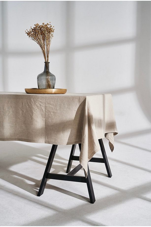 Premium Çuval Renk Linen Keten Masa Örtüsü - 2