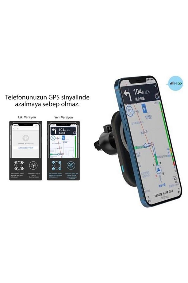 15w Iphone 12 13 14 Pro Max Mini Magsafe Kablosuz Araç Şarj Aleti - 5