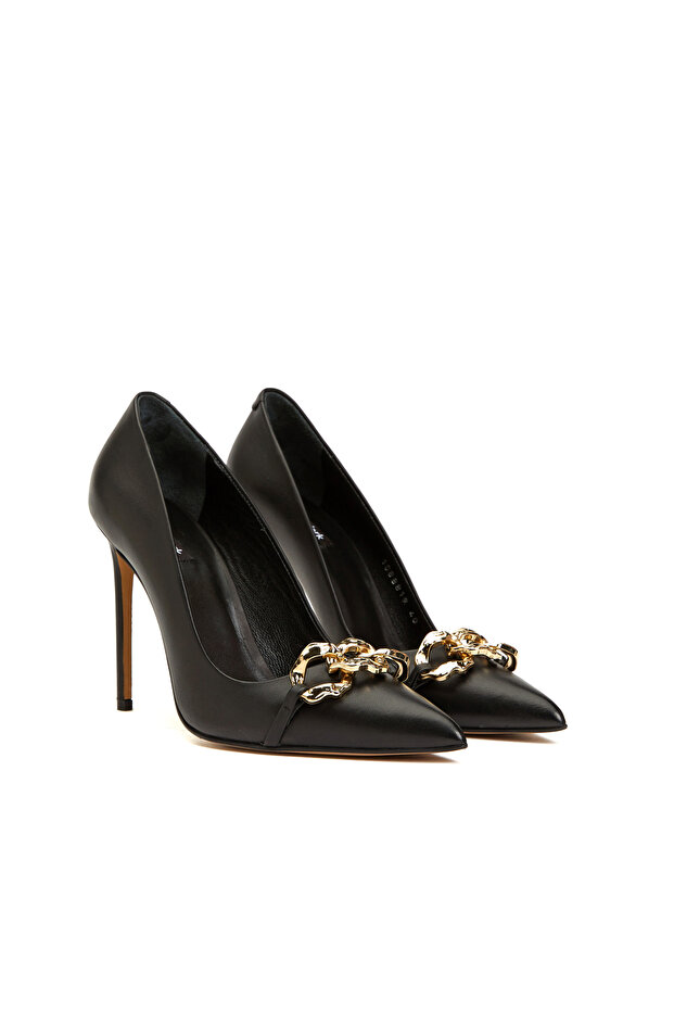 Siyah Deri Stiletto - 2