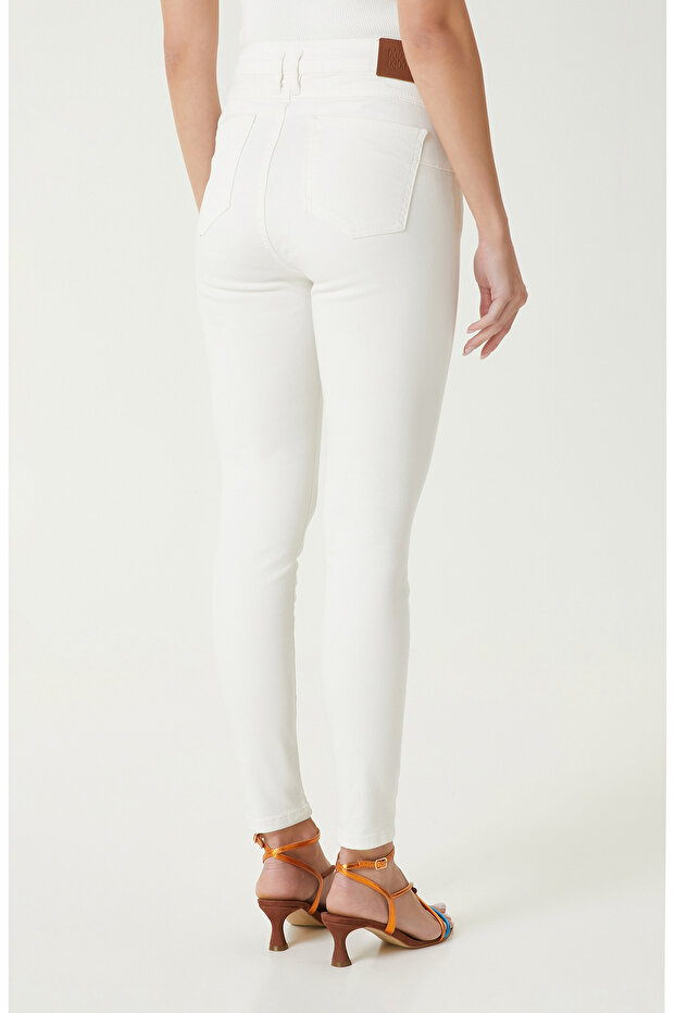 Ekru Denim Pantolon - 6