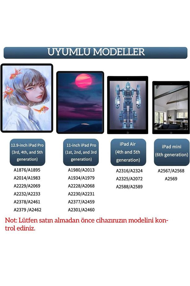 iPad Air 4 5 Pro 11 12.9 Mini 6 Uyumlu Kablosuz Şarj Palm Rejection Stylus Kalem - 6