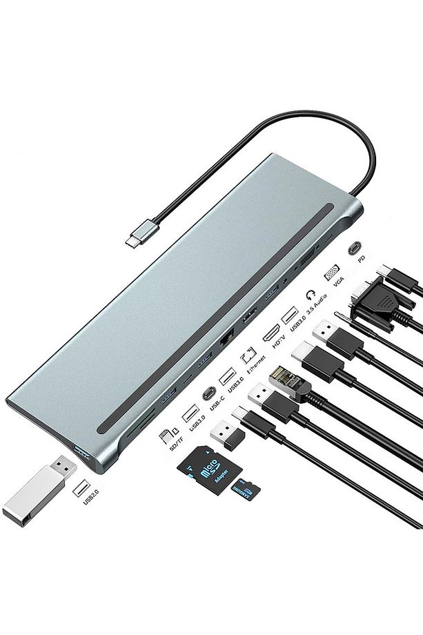 Notebook Dock Station Usb 3.1 Type C Uhd 4k Hdmı Minidp Vga Audio - 2