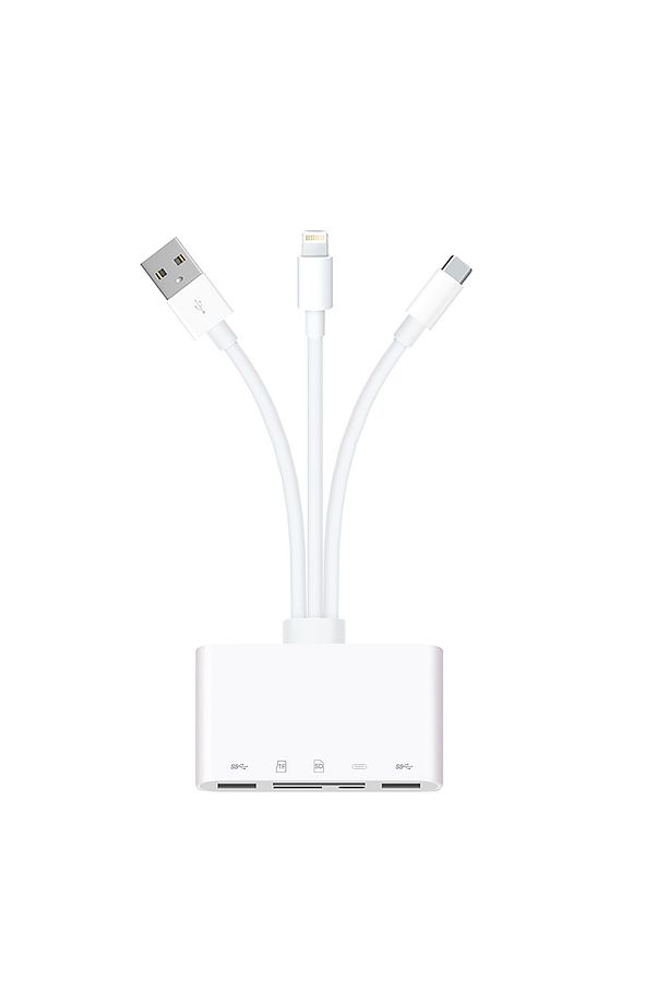 5in1 Allround Iphone Type-c Usb 2xusb Sd Tf Kart Şarj Adaptörü - 1