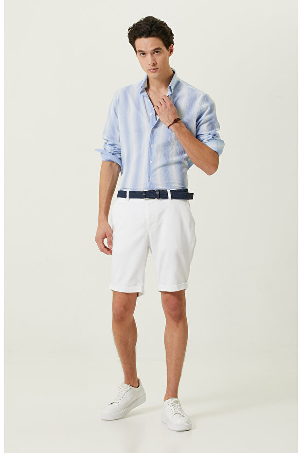 Mavi Çizgili Gömlek - 2