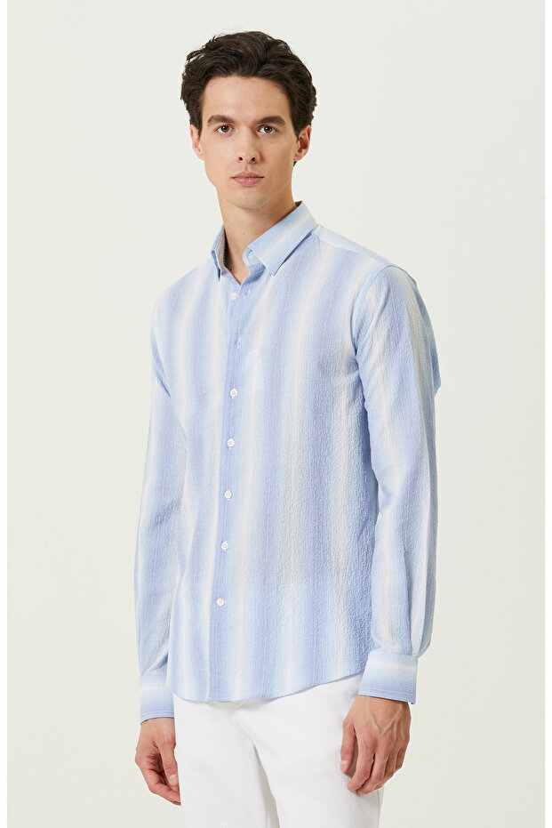 Mavi Çizgili Gömlek - 3
