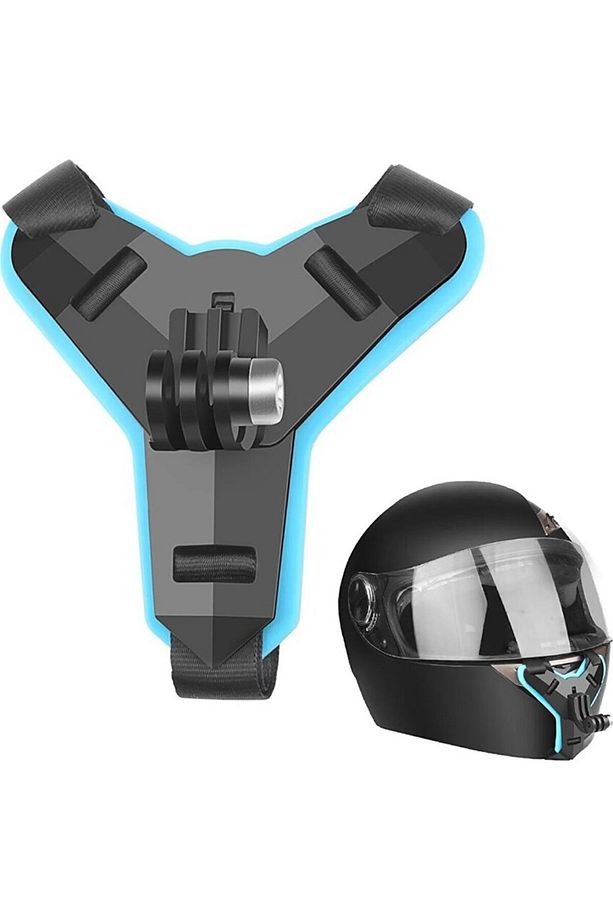 GoPro Aksiyon Kamera Kask Alt Çene Bağlantı Aparatı Pratik Mavi - 3