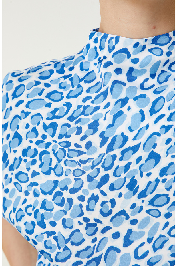 Mavi Desenli Bluz - 5