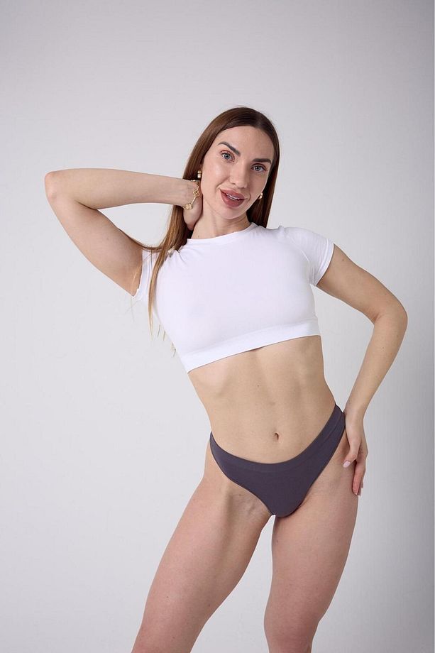 Navelli Model Örme Seamless Yumuşak Kumaşlı String Model Külot Koyu Gri Renk - 5