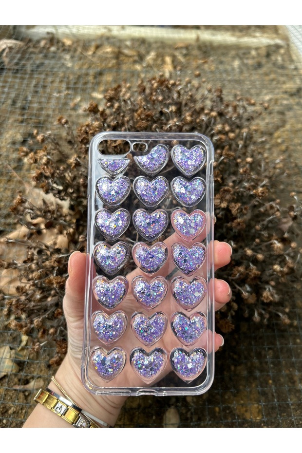 İphone 7 Plus/8 Plus Uyumlu Uyumlu 3D Kalp Çıkıntılı Kılıf - 1