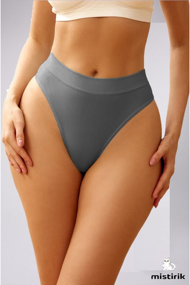 Navelli Model Örme Seamless Yumuşak Kumaşlı String Model Külot Koyu Gri Renk - 1