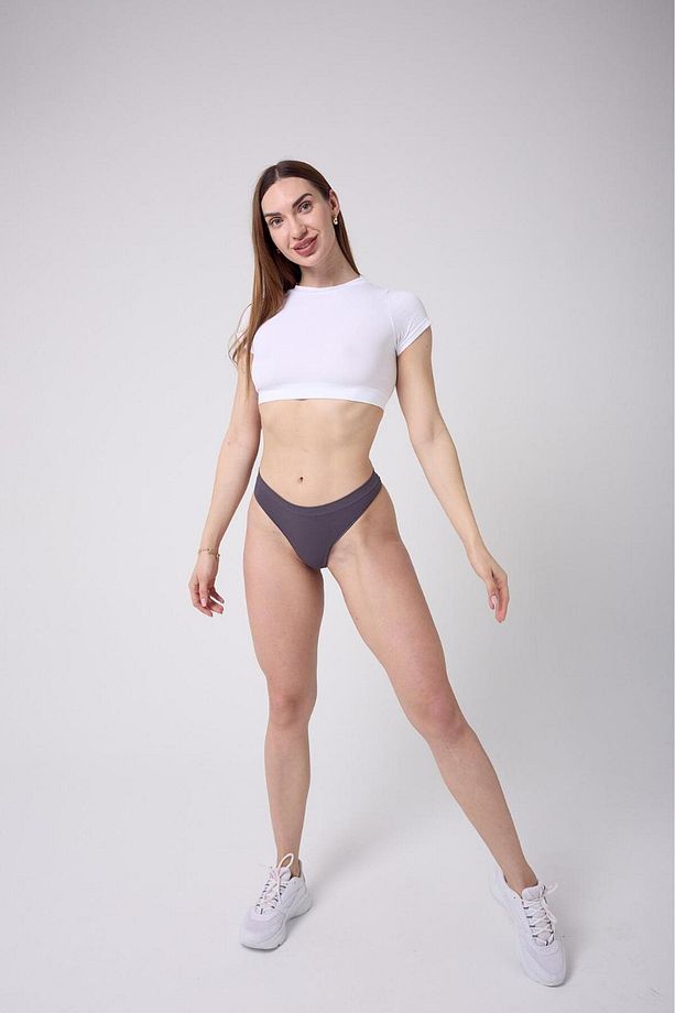 Navelli Model Örme Seamless Yumuşak Kumaşlı String Model Külot Koyu Gri Renk - 4