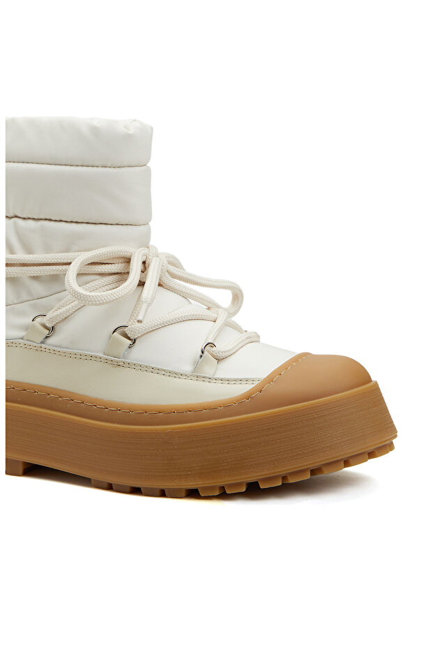 Açık Bej Kadın Deri Bot - 6