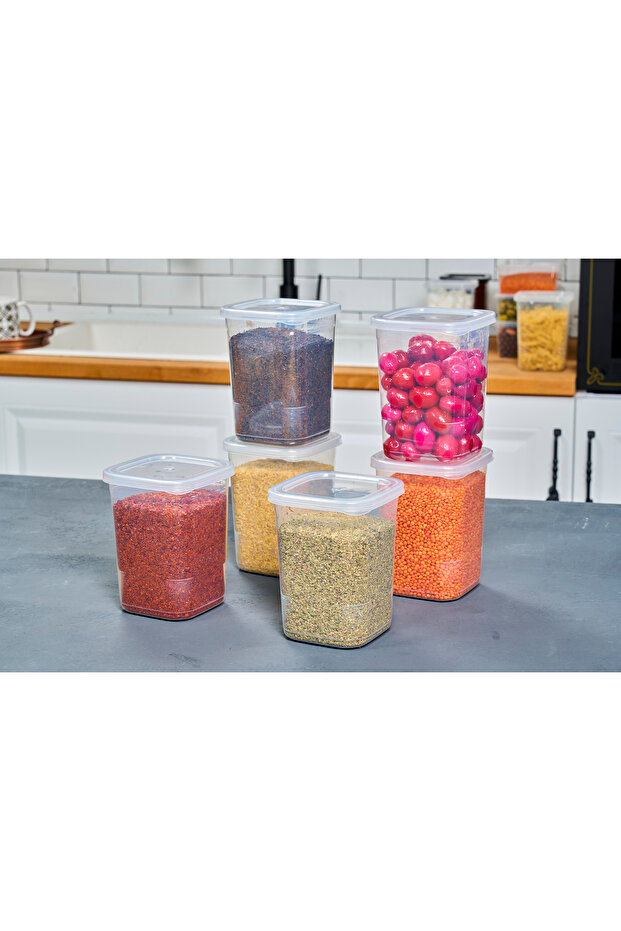 Set of 12 Self-Covered Square Storage Containers Food and Condiment Set 1150 ml - 1