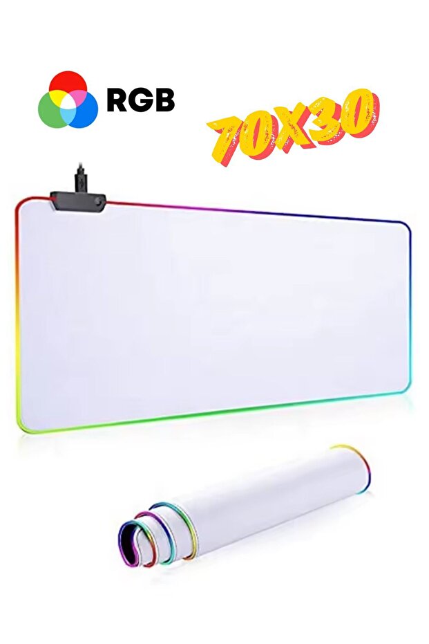 لوحة ماوس سطحية سرعة بيضاء Rgb مقاس 70 × 30 سم و13 وضعًا مختلفًا للألوان مقاومة للماء لوحة ماوس للألعاب مقاس Xl