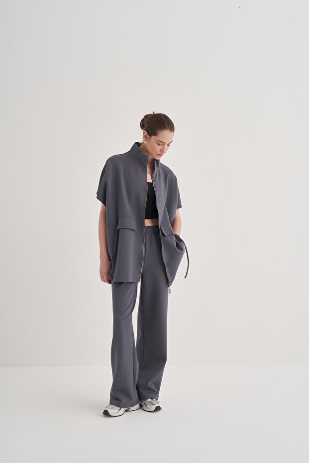 Women's Steel Knitted Palazzo Pants Smoked