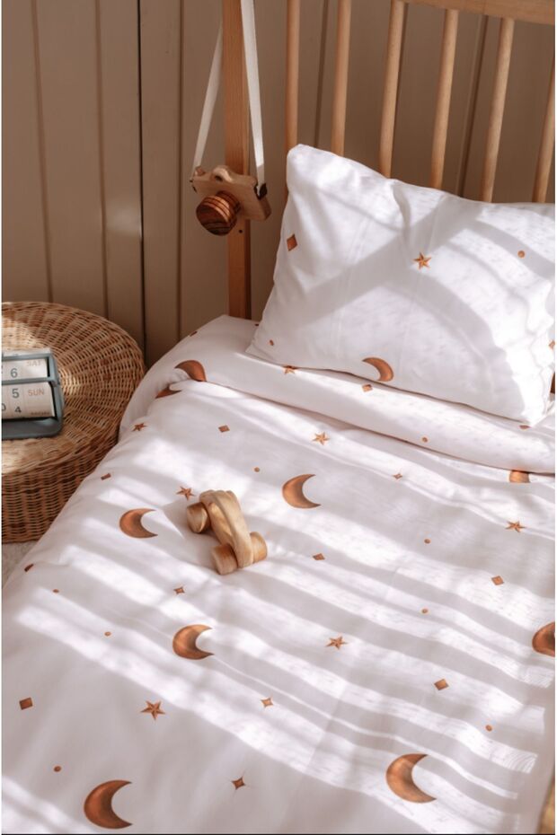 Baby Crib, Park Bed (60X120 cm) Duvet Cover & Bed Sheet Sets, Cotton Satin - Stars