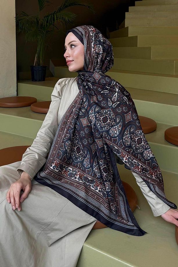 Retro Desen Soft Şal Siyah - 4