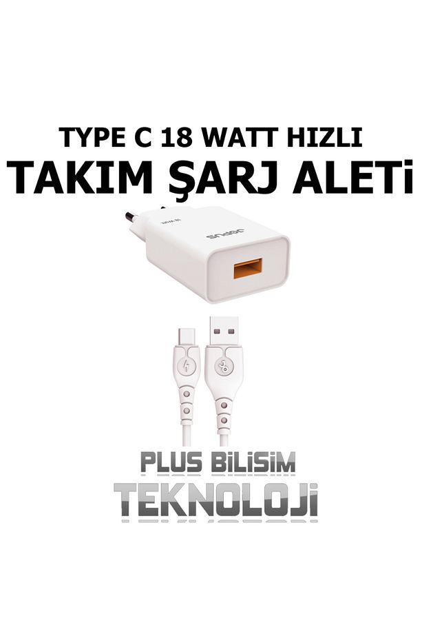 Type C Şarj Aleti Takım 18 Watt Quick Charge 3.0 Hızlı Şarj Özellikli Q.C. Plus Bilişim - 1