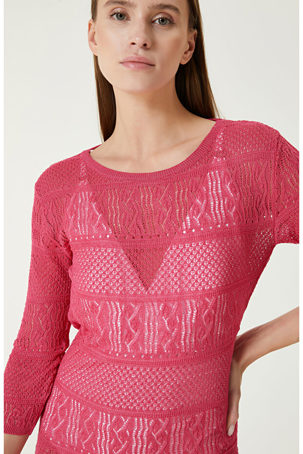 Fuşya Maksi Plaj Elbisesi - 2