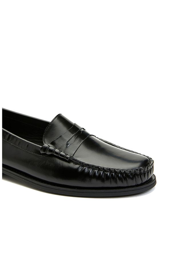 Siyah Kadın Deri Loafer - 6