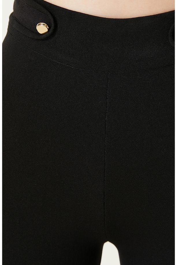 Siyah Flare Form Triko Pantolon - 4