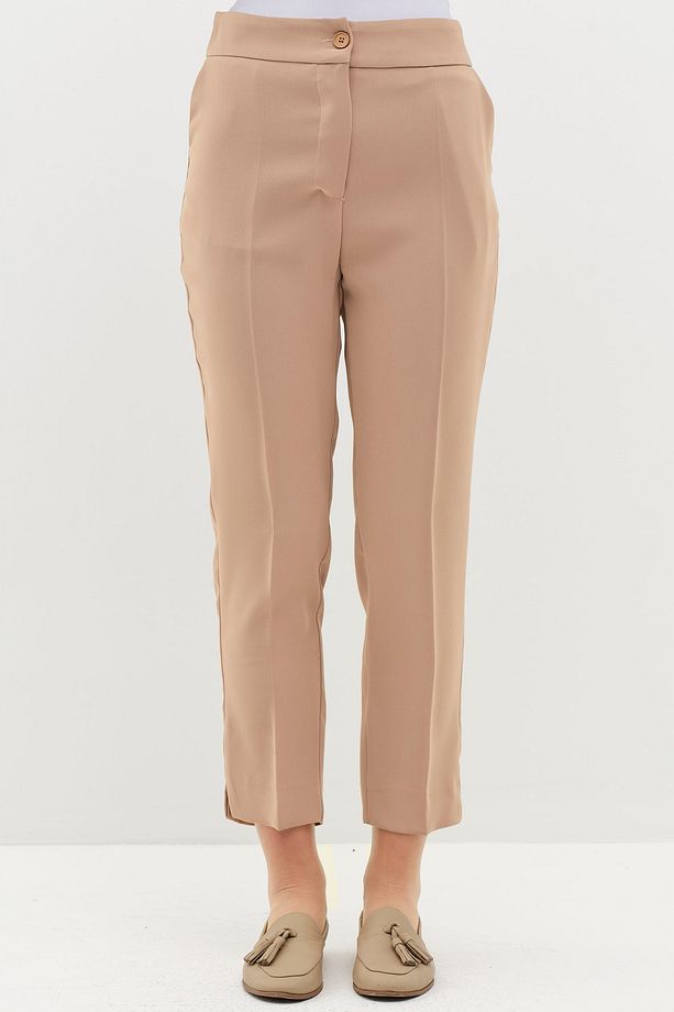 Yüksek Bel Basic Pantolon - Bej - 5