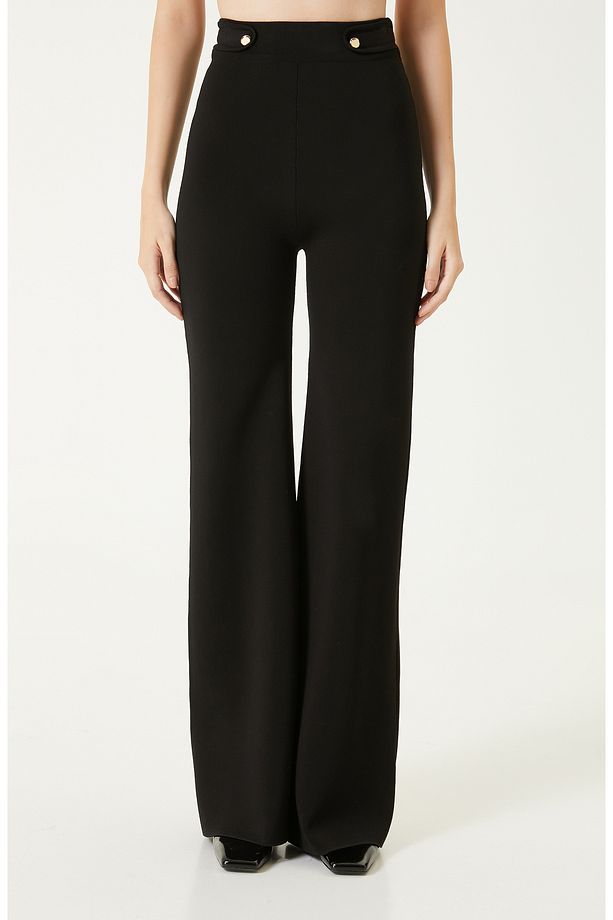 Siyah Flare Form Triko Pantolon - 2