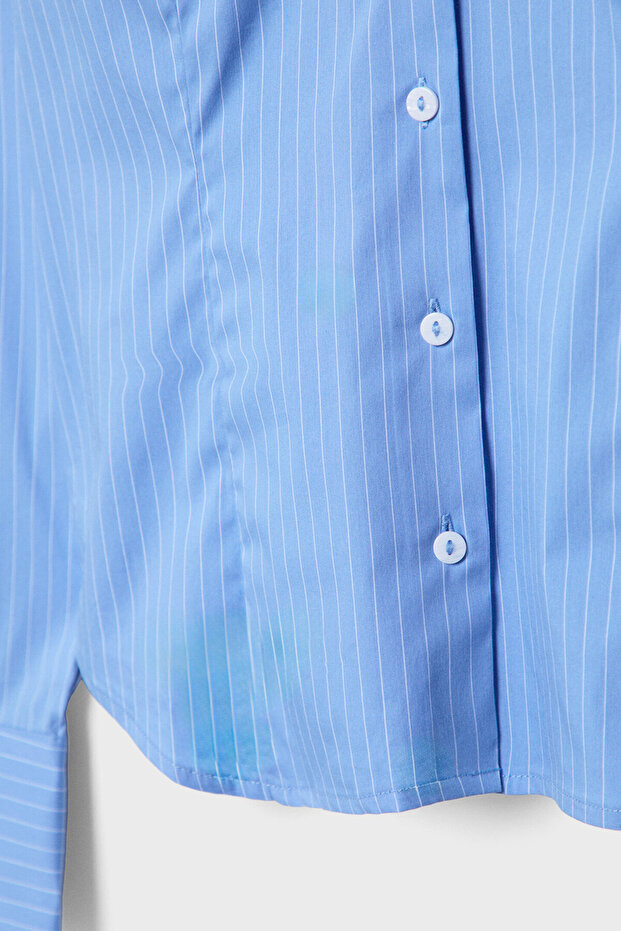 Vücuda oturan çizgili basic gömlek - 7