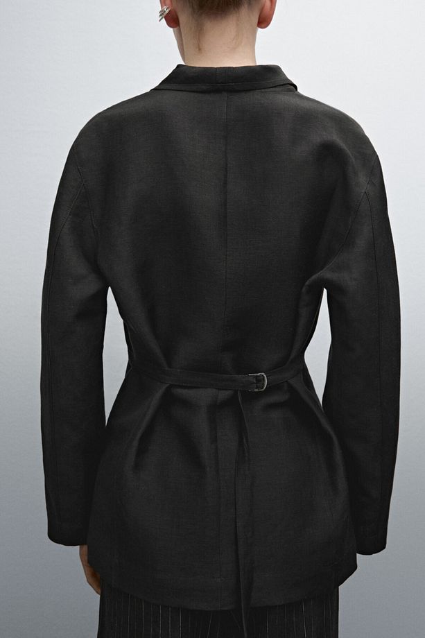 Kruvaze yün karışımlı hafif blazer - 7