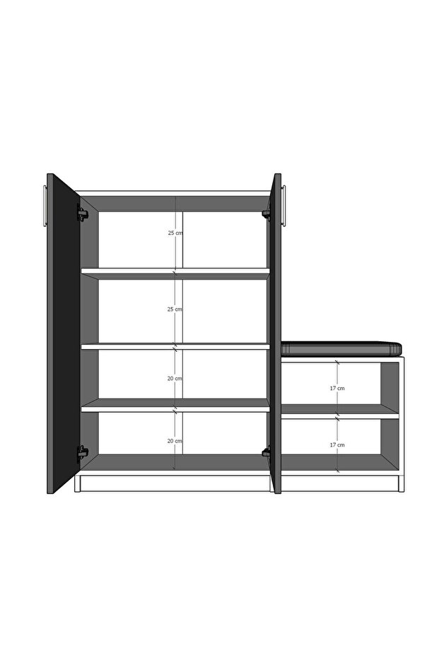 %100 MDFLAM Antrasit Ayakkabılık A-28 - 3