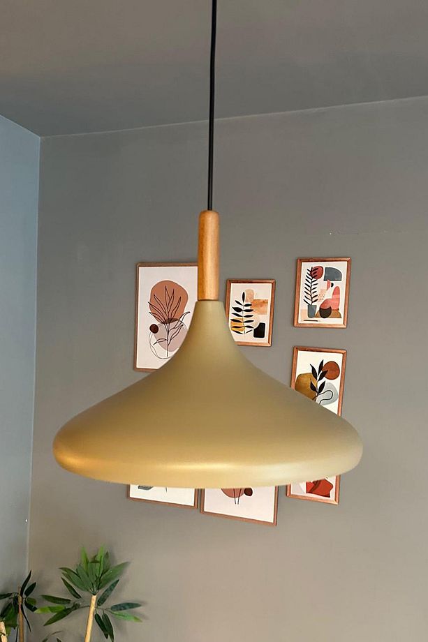 Bej Champion Ahşap Tekli Avize Sarkıt Salon Mutfak Cafe Butik Lamba Aydınlatma Avizeler - 3