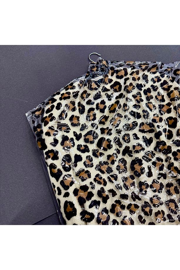 Askılı Elbise Poşeti,Naylon Poşet,Kuru temizleme Poşet-Leopar Desenli 60x90cm-15 Adet - 2