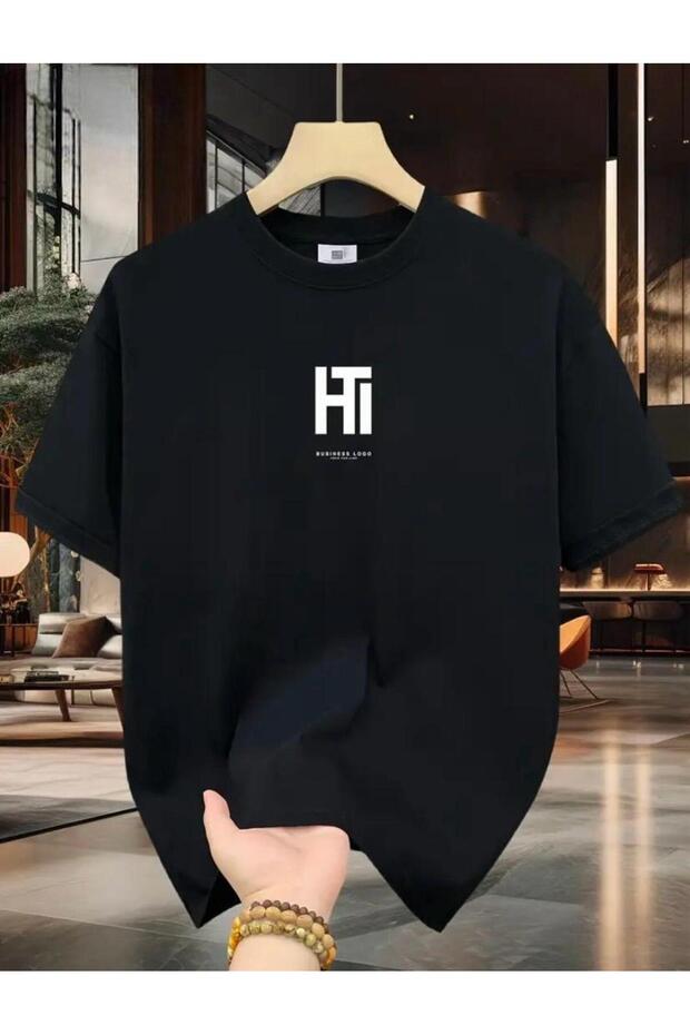 تي شيرت أساسي بتفاصيل نص HT - 1