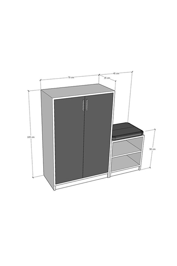 %100 MDFLAM Antrasit Ayakkabılık A-28 - 4